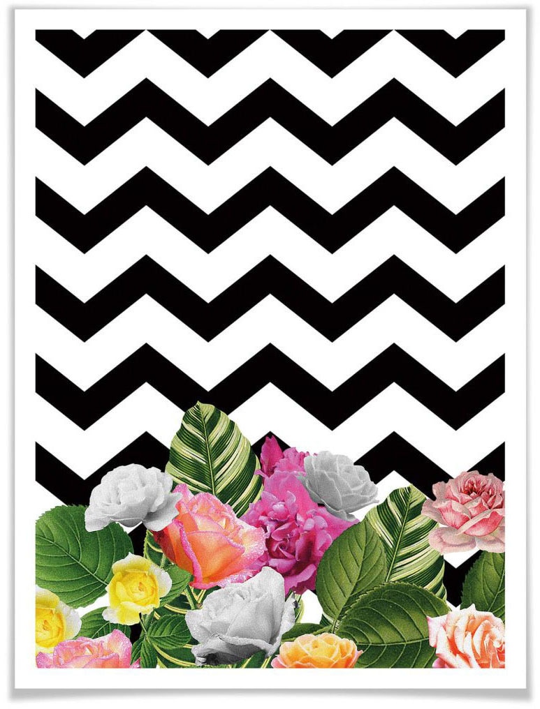 Wall-Art Poster »Chevron Floral«, Schriftzug, (1 St.) von Wall-Art