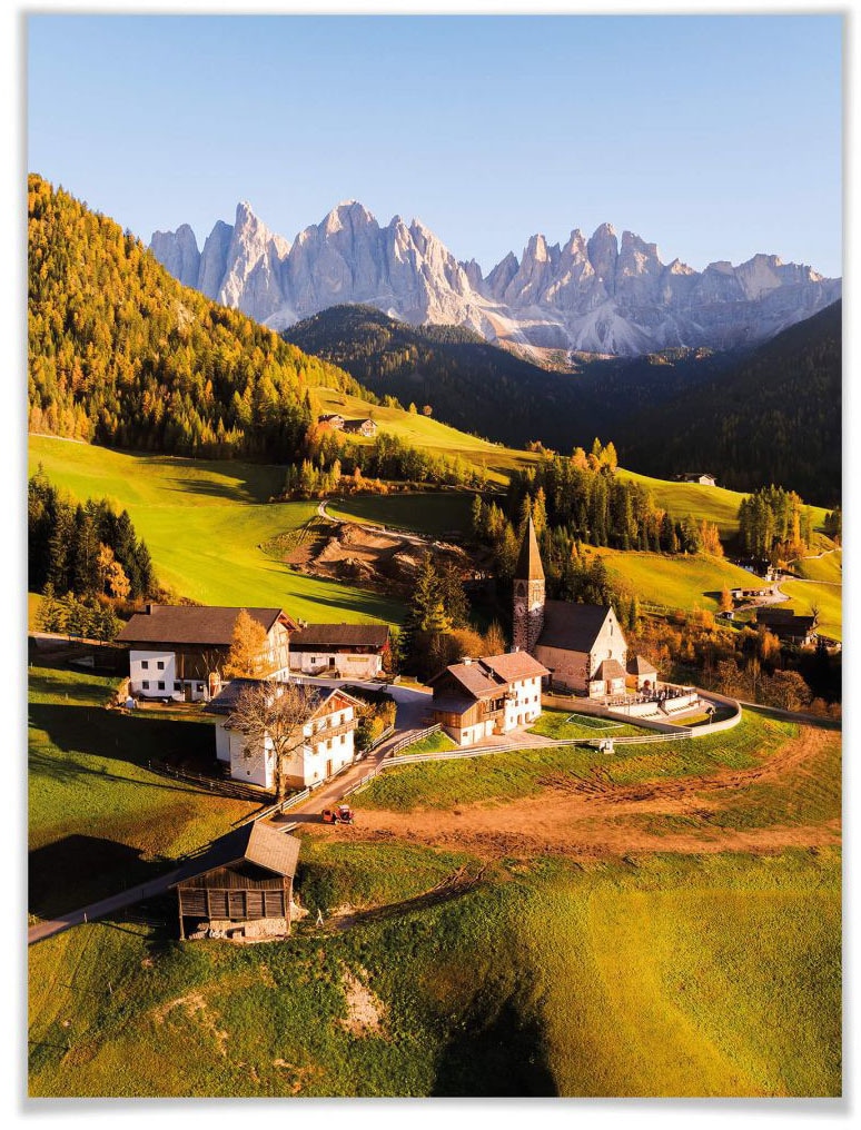 Wall-Art Poster »Dorf Dolomiten«, Landschaften, (1 St.) von Wall-Art