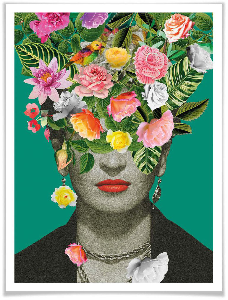 Wall-Art Poster »Frida Floral Blumenstrauss«, Schriftzug, (1 St.) von Wall-Art