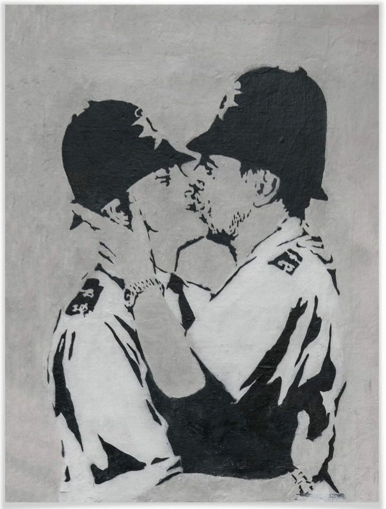 Wall-Art Poster »Graffiti Bilder Kissing Policemen«, Menschen, (1 St.) von Wall-Art