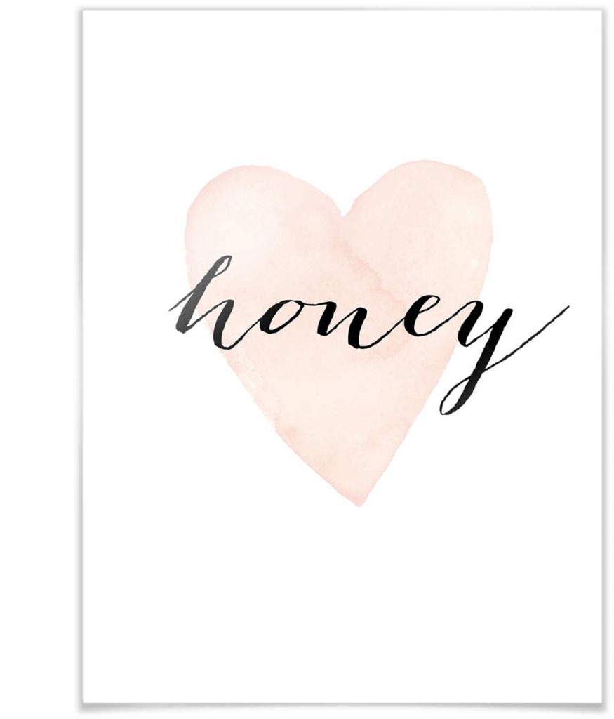 Wall-Art Poster »Herz Honig Schriftzug Honey«, Schriftzug, (1 St.) von Wall-Art