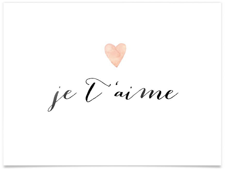 Wall-Art Poster »Je t'aime«, Schriftzug, (1 St.) von Wall-Art