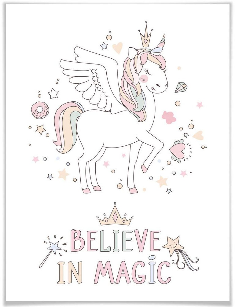 Wall-Art Poster »Kvilis Magie Einhorn Prinzessin«, Kinder, (1 St.) von Wall-Art