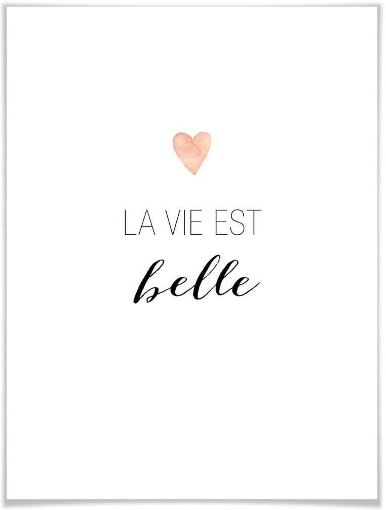 Wall-Art Poster »La vie est belle«, Schriftzug, (1 St.) von Wall-Art