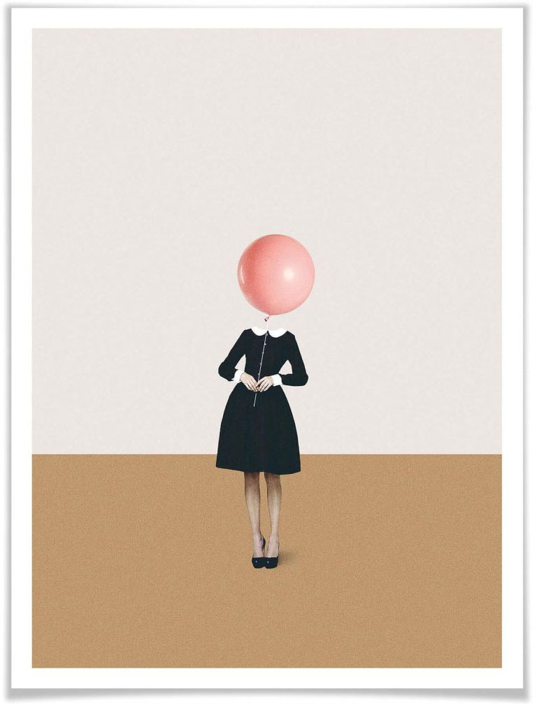 Wall-Art Poster »Léon Rosa Luftballon Mädchen«, Luftballon, (1 St.) von Wall-Art