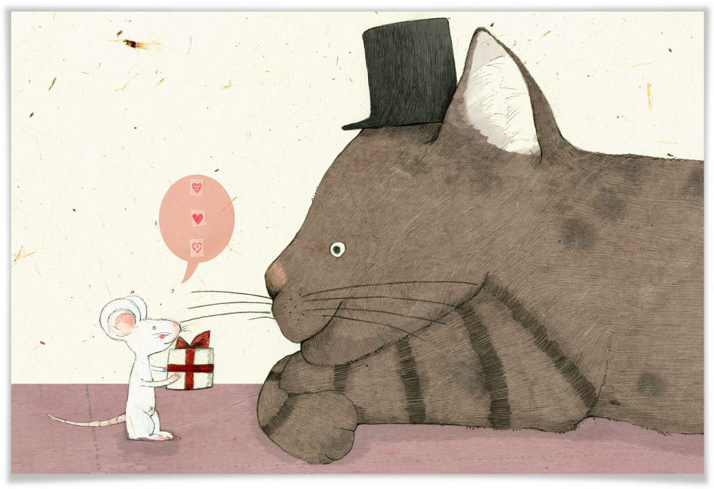 Wall-Art Poster »Loske Katze und Maus Geschenk«, Tiere, (1 St.) von Wall-Art