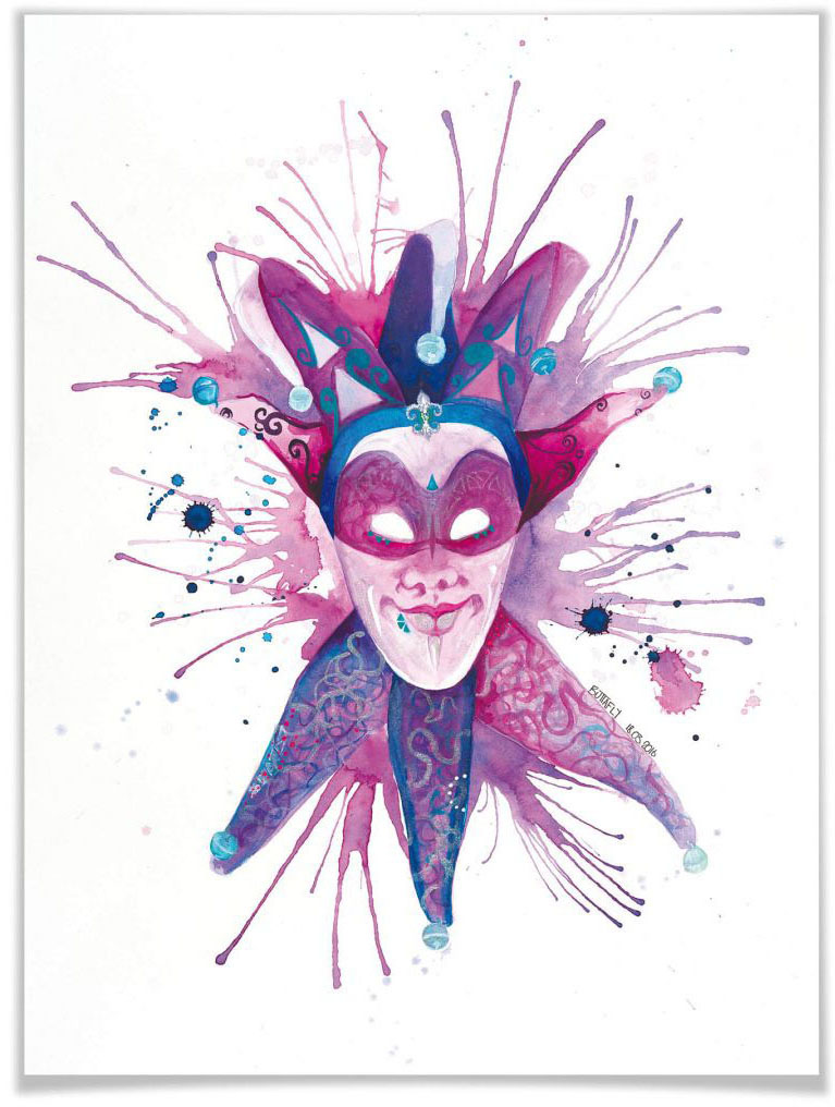 Wall-Art Poster »Mardi Gras Mask«, Schriftzug, (1 St.) von Wall-Art