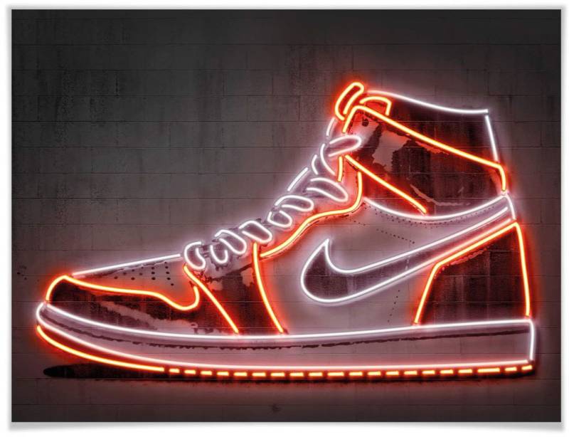 Wall-Art Poster »Mielu Nike Schuh Neon Sneaker«, Schuh, (1 St.) von Wall-Art