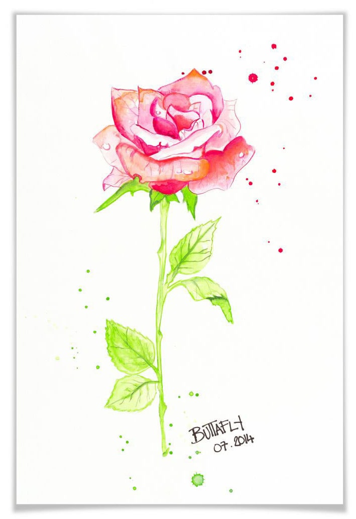 Wall-Art Poster »Rose«, Blumen, (1 St.) von Wall-Art