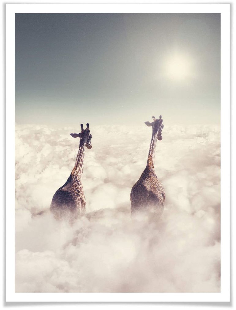 Wall-Art Poster »Safari Giraffen in den Wolken«, Tiere, (1 St.) von Wall-Art