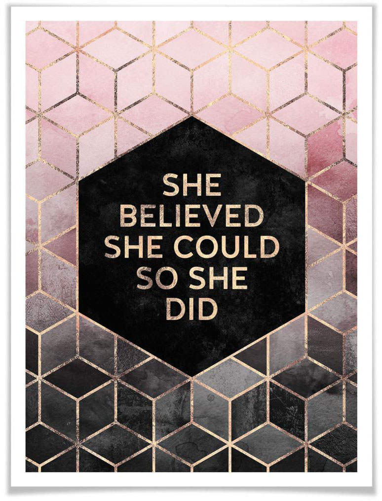 Wall-Art Poster »She Believed«, Schriftzug, (1 St.) von Wall-Art