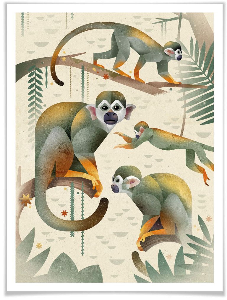 Wall-Art Poster »Squirrel Monkeys«, Tiere, (1 St.) von Wall-Art