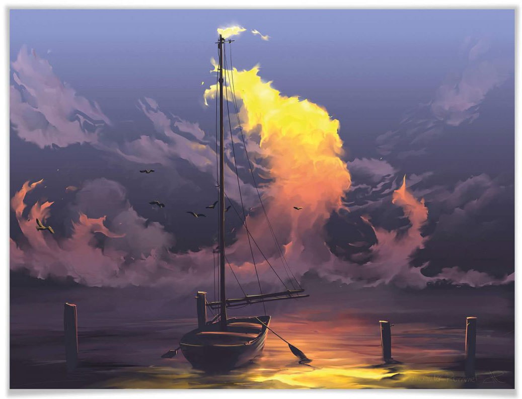 Wall-Art Poster »Surrealismus Bild Segelboot«, Boote & Schiffe, (1 St.) von Wall-Art