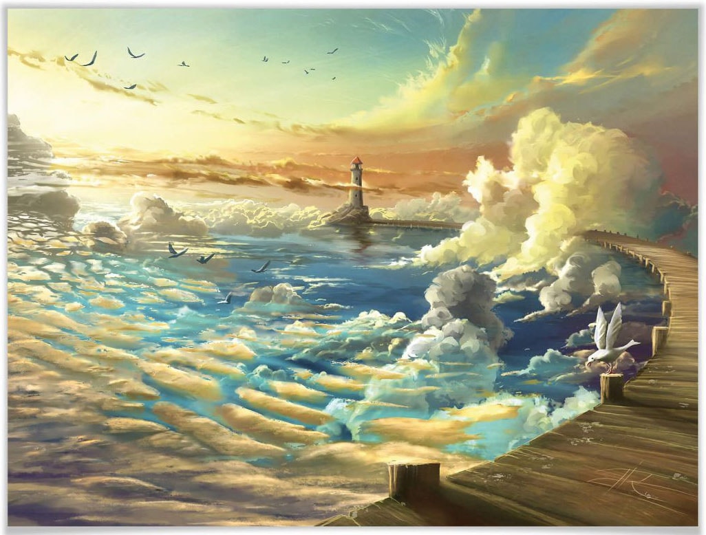 Wall-Art Poster »Surrealismus Bild Ufer des Himmels«, Schriftzug, (1 St.) von Wall-Art