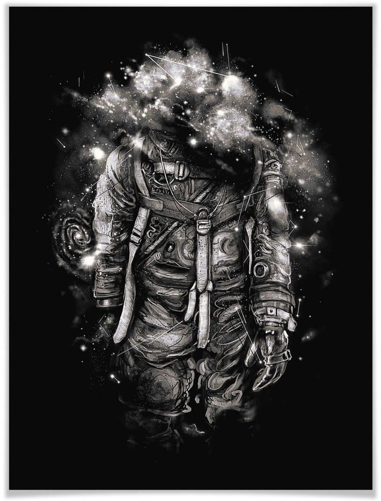 Wall-Art Poster »Universum Astronaut Schwarz Galaxie«, Astronaut, (1 St.) von Wall-Art