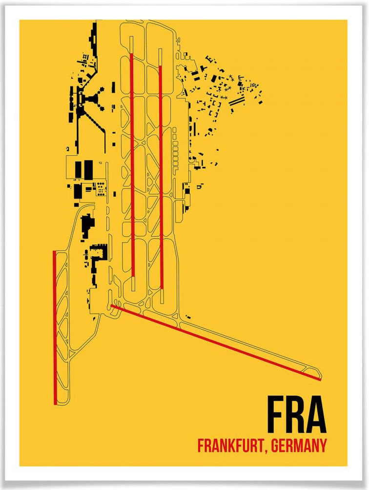 Wall-Art Poster »Wandbild FRA Grundriss Frankfurt«, Grundriss, (1 St.) von Wall-Art