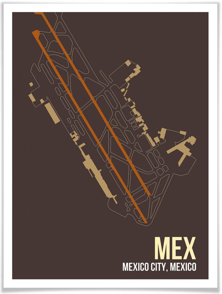 Wall-Art Poster »Wandbild MEX Grundriss Mexico City«, Grundriss, (1 St.) von Wall-Art