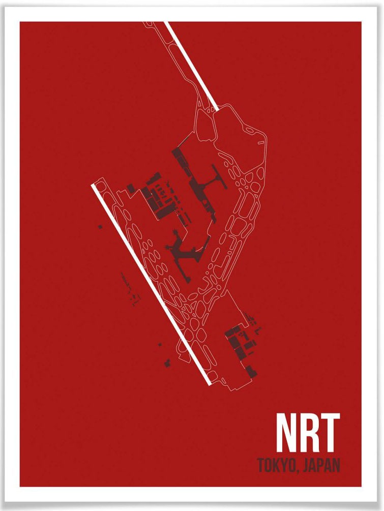 Wall-Art Poster »Wandbild NRT Grundriss Tokyo«, Grundriss, (Set, 1 St.) von Wall-Art
