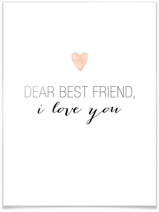 Wall-Art Poster »Zitat Beste Freunde i love you«, Schriftzug, (1 St.) von Wall-Art