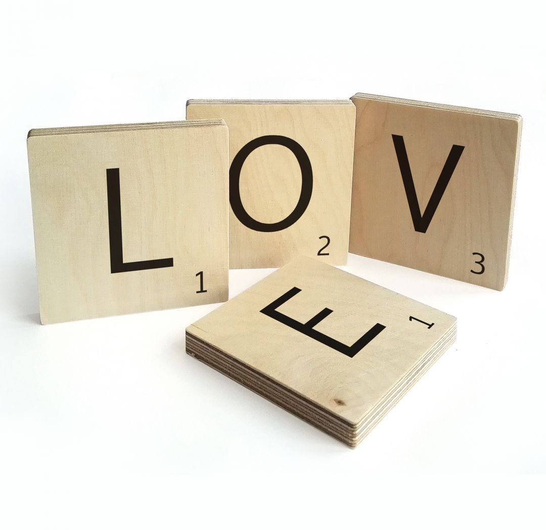 Wall-Art Wandspruch »Scrabble Deko Buchstaben Love«, (Set, 4 St., Schöne Wanddekoration) von Wall-Art