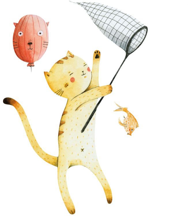 Wall-Art Wandtattoo »Bunte Tierwelt Katze mit Ballon«, (1 St.) von Wall-Art