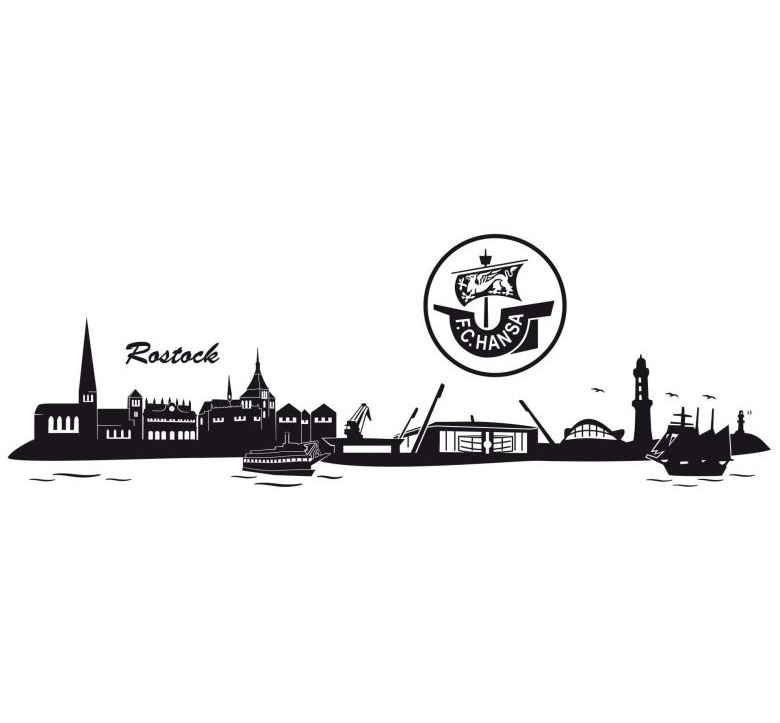 Wall-Art Wandtattoo »Hansa Rostock Skyline + Logo«, (Set, 1 St.) von Wall-Art