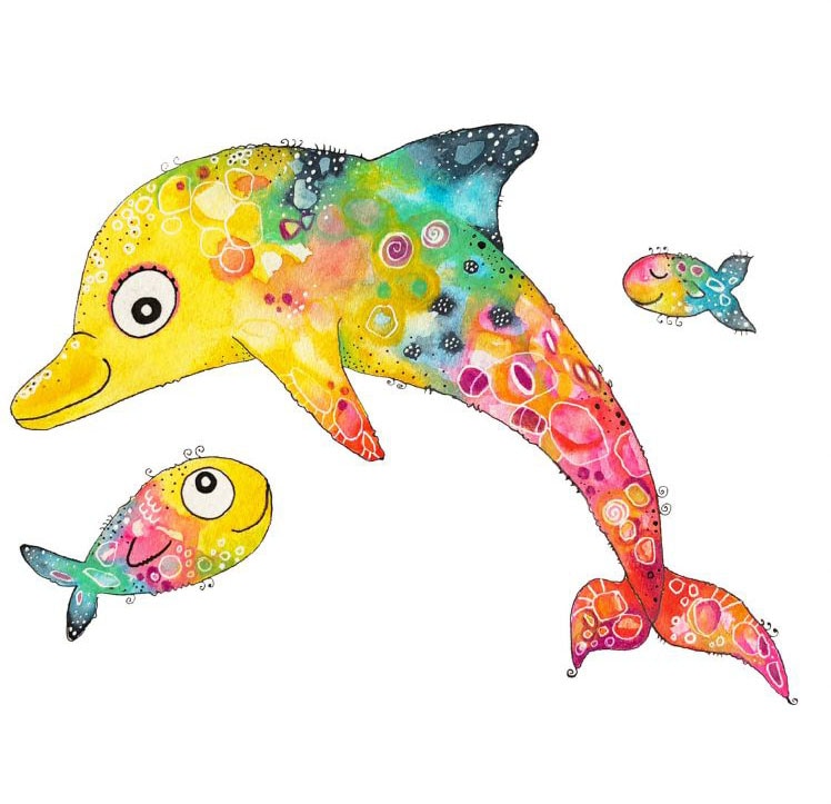 Wall-Art Wandtattoo »Lebensfreude Delfin Fische«, (1 St.) von Wall-Art