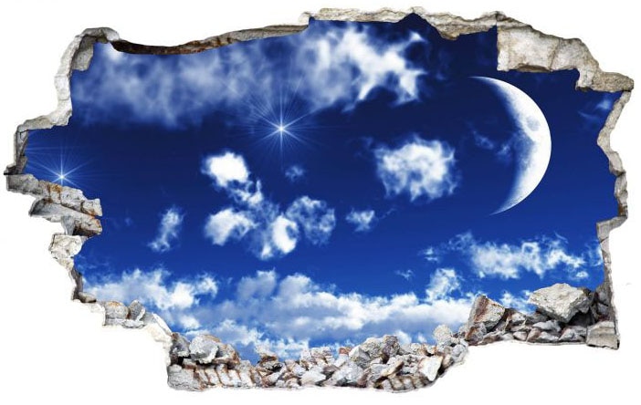 Wall-Art Wandtattoo »Wolken Sticker 3D Mond Himmel«, (1 St.) von Wall-Art