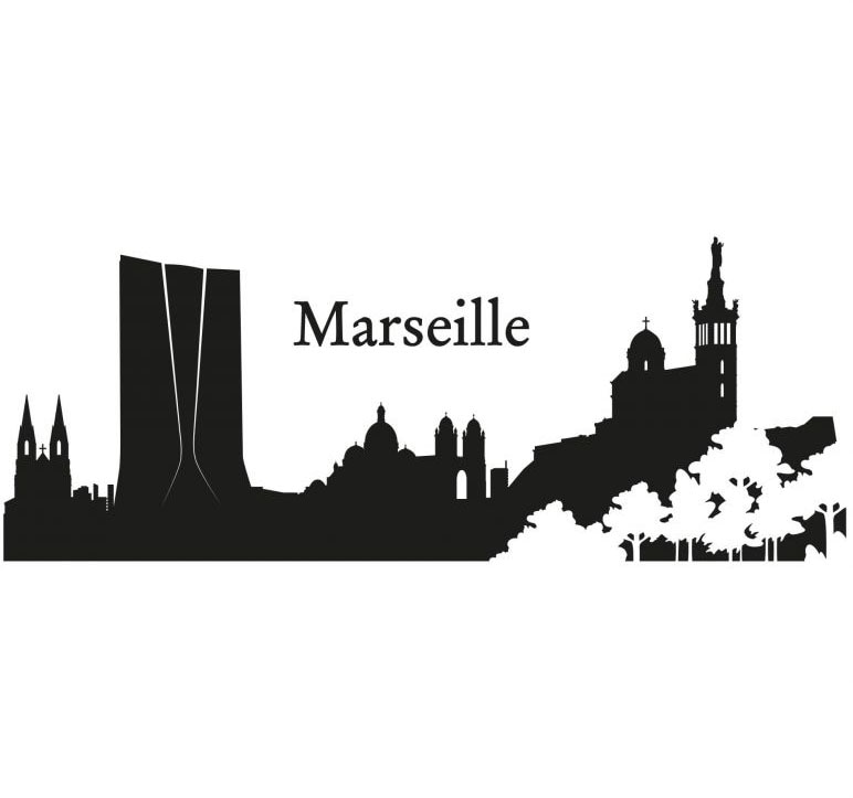 Wall-Art Wandtattoo »XXL Stadt Skyline Marseille 120cm«, (1 St.) von Wall-Art