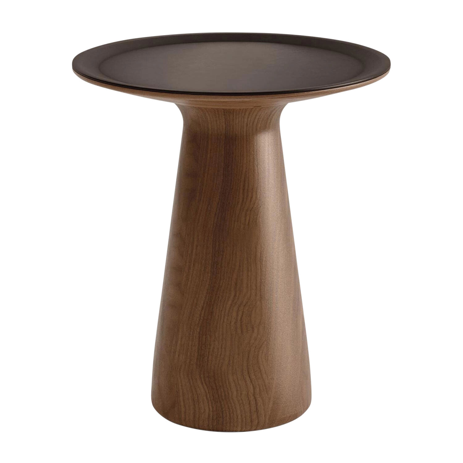 Foster 620 Table Beistelltisch, Grösse d. 40 x h. 46 cm, Tischplatte matt-pulverbeschichtet bronze, Untergestell nussbaum mit splintanteil 99wo von Walter Knoll