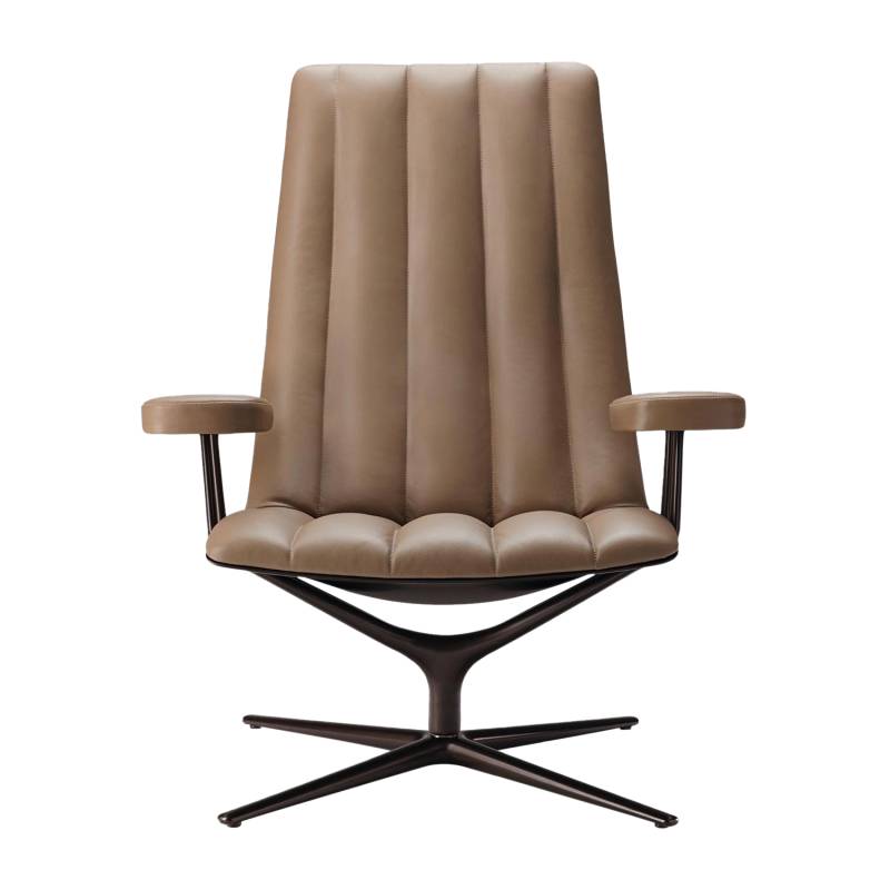 Healey Lounge Sessel, Bezug stoff divina 3, schwarz-oliv 181, Untergestell matt-pulverbeschichtet bronze von Walter Knoll