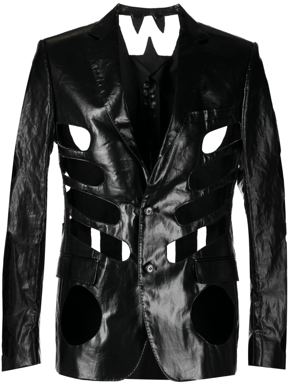 Walter Van Beirendonck cut-out shine-finish jacket - Black von Walter Van Beirendonck