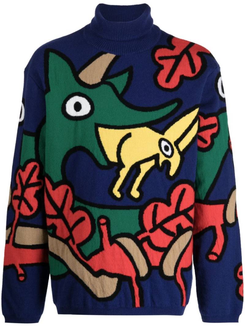 Walter Van Beirendonck intarsia-knit wool jumper - Blue von Walter Van Beirendonck