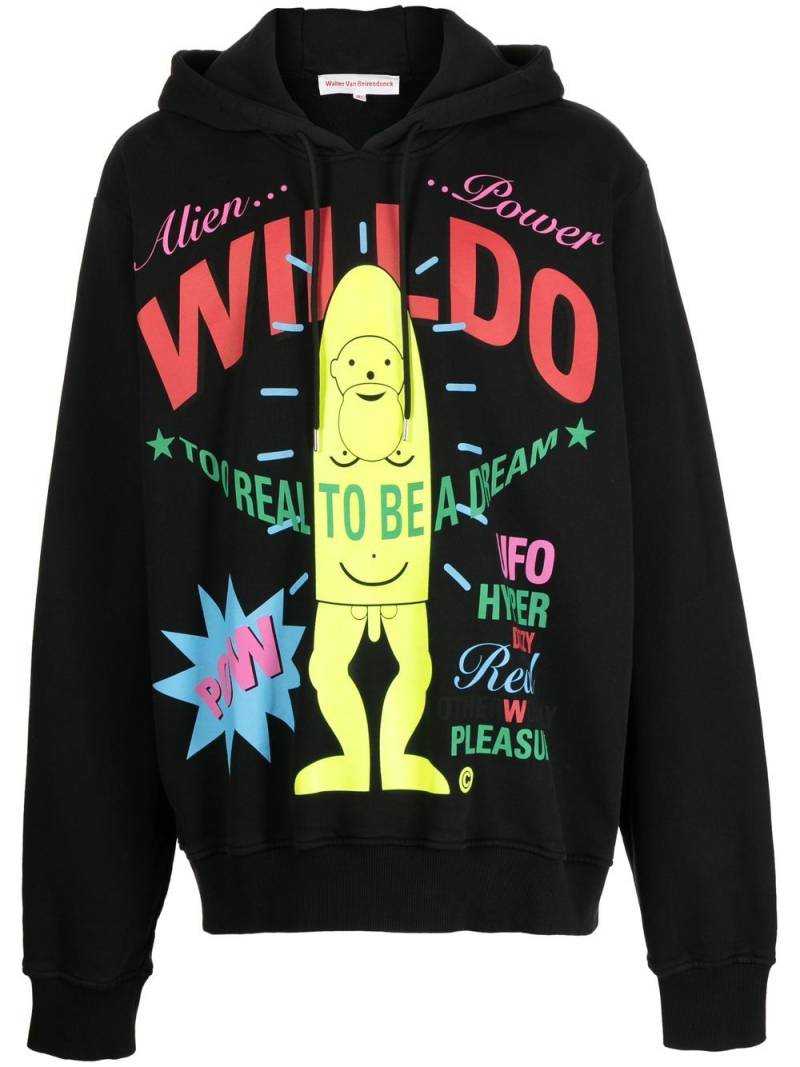 Walter Van Beirendonck slogan-print long-sleeve hoodie - Black von Walter Van Beirendonck