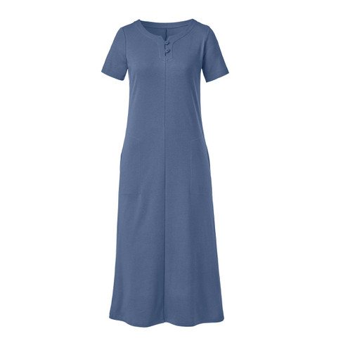 Jerseykleid lang aus reiner Bio-Baumwolle, taubenblau 46 von Waschbär