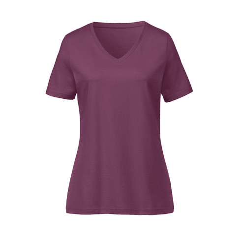 T-Shirt mit V-Ausschnitt aus reiner Bio-Baumwolle, azalee 46 von Waschbär