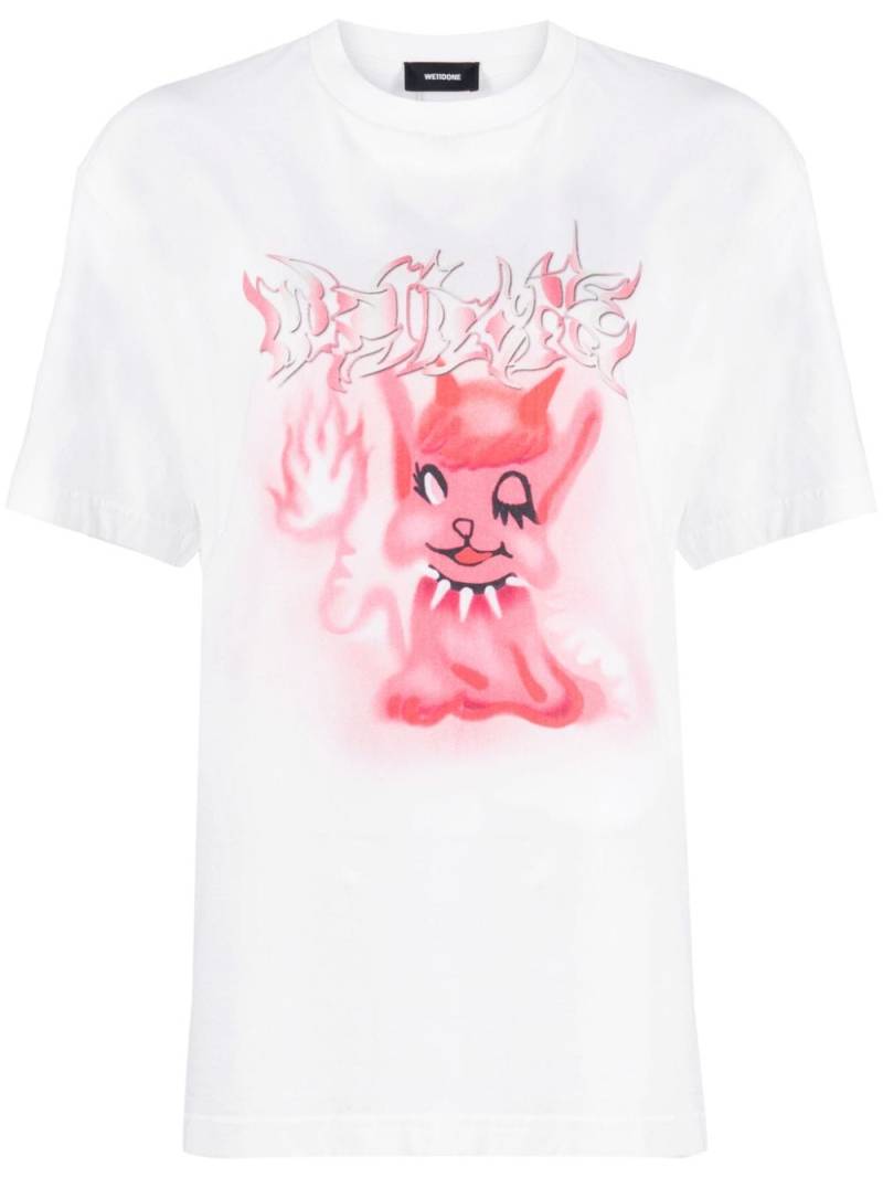 We11done Monster-print cotton T-shirt - White von We11done