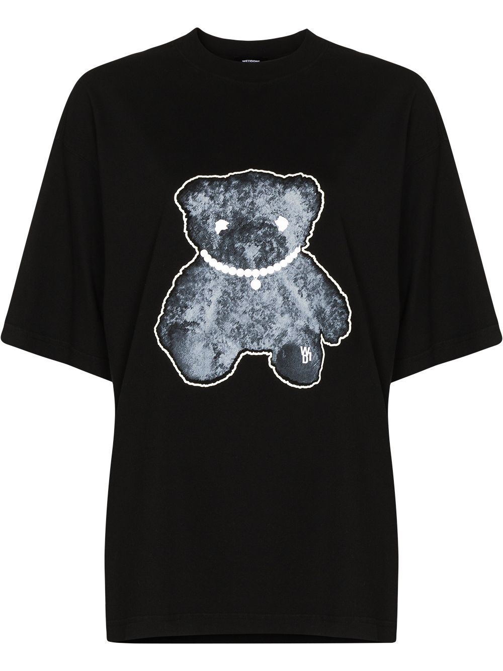 We11done Pearl Necklace Teddy cotton T-shirt - Black von We11done