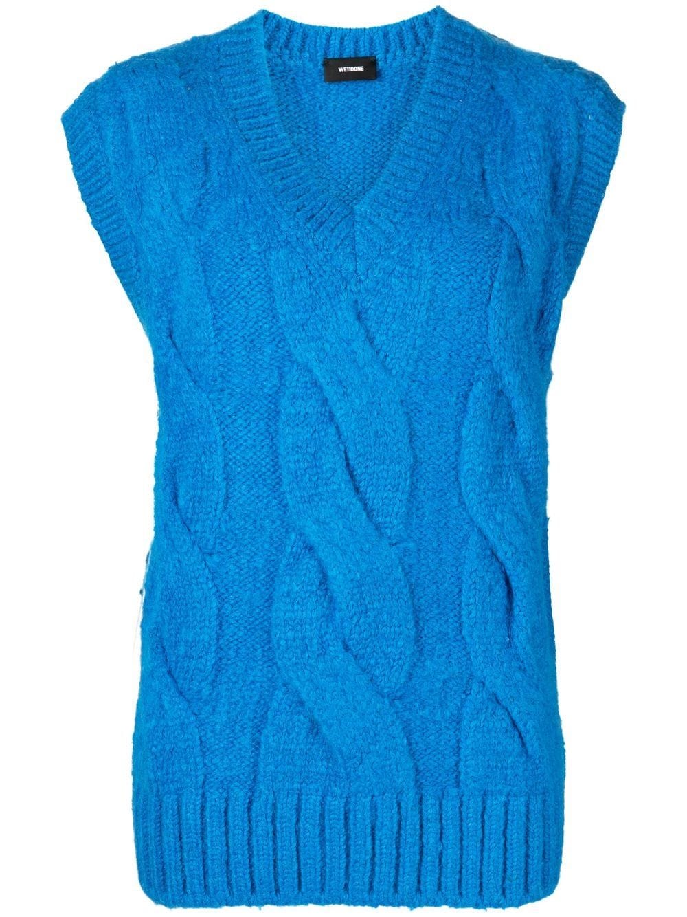 We11done cable-knit knitted vest - Blue von We11done