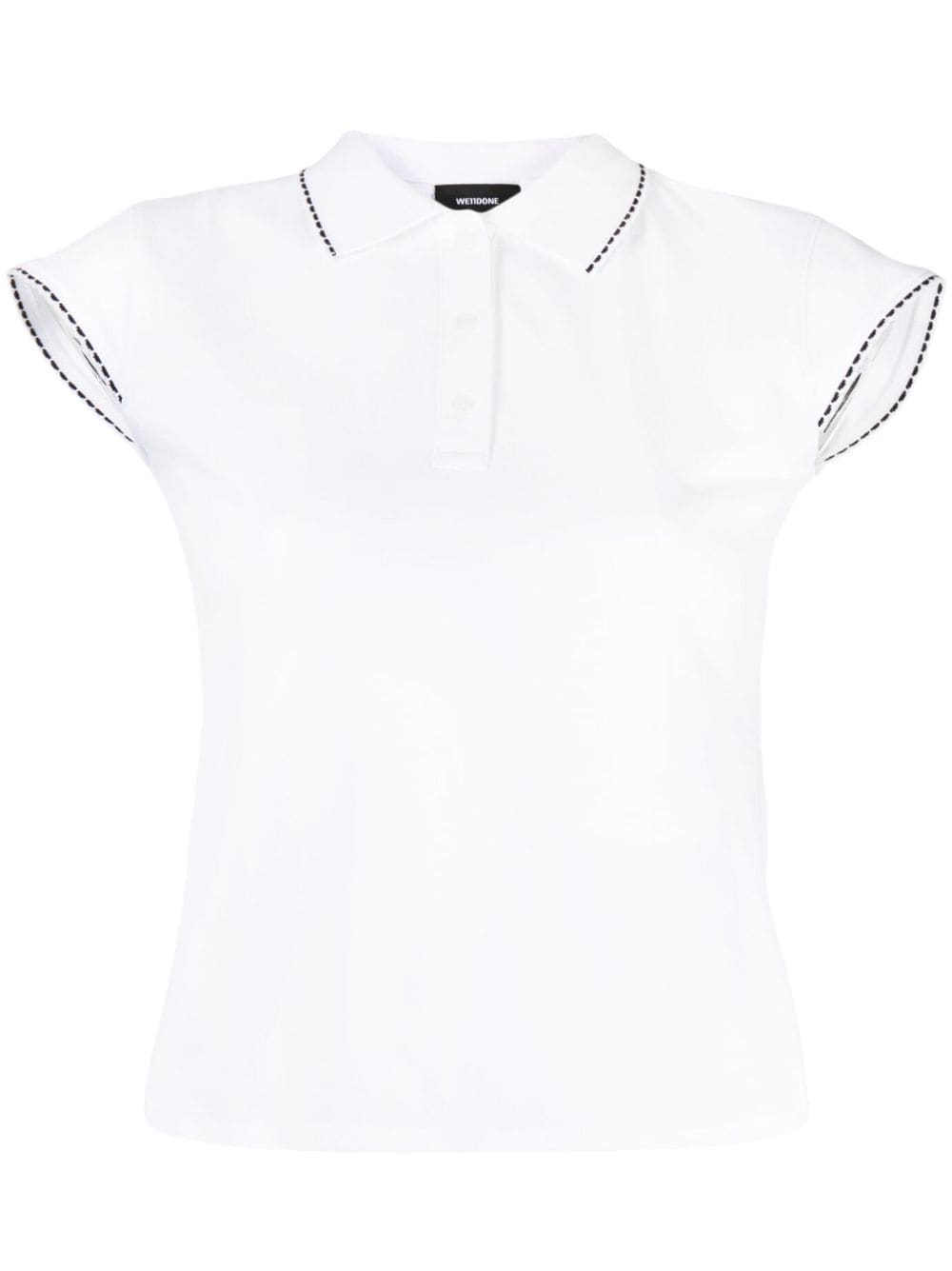 We11done contrasting-trim cap-sleeved polo top - White von We11done