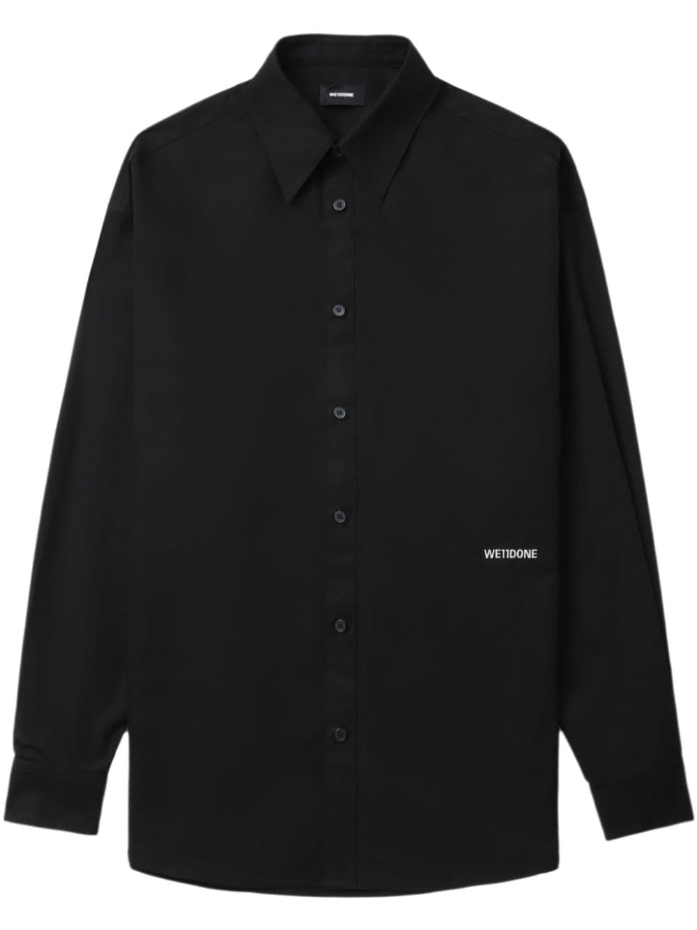 We11done embroidered-logo poplin shirt - Black von We11done