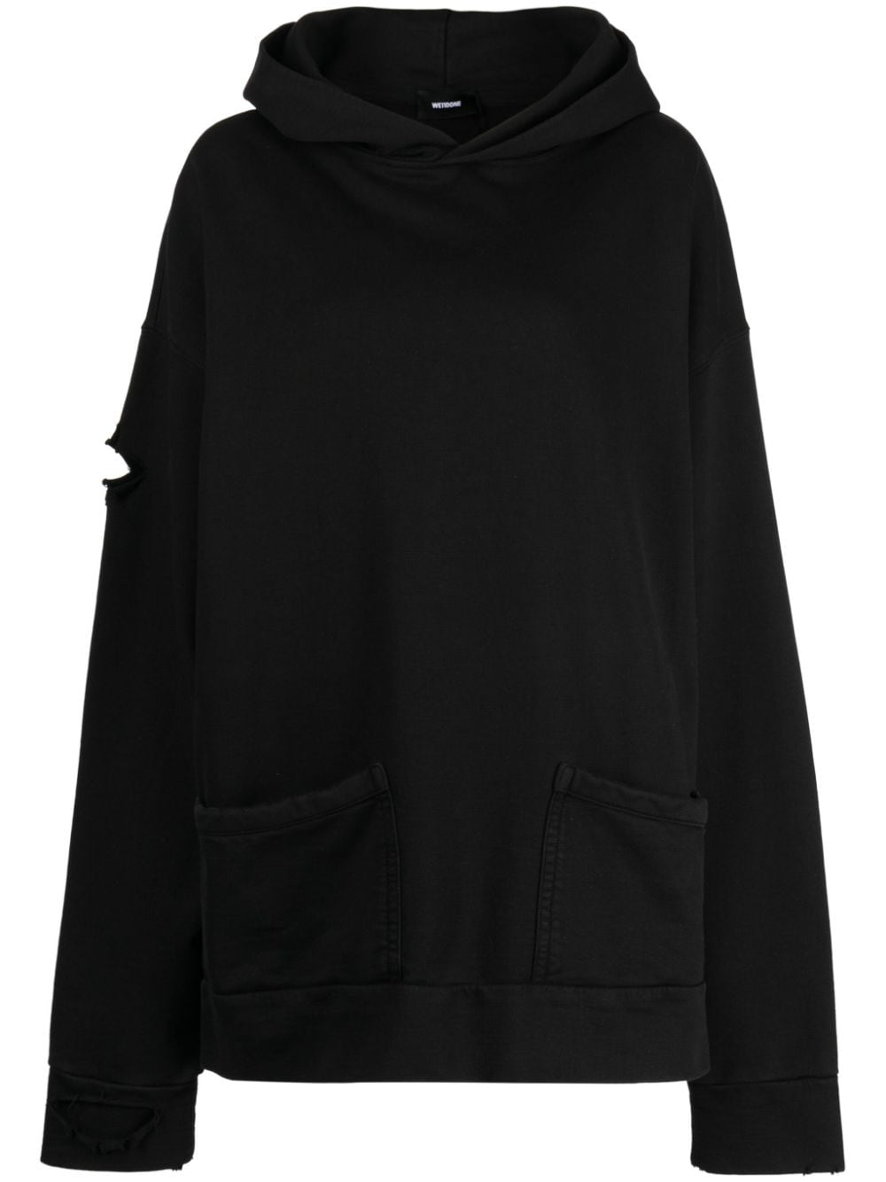 We11done logo-print cotton hoodie - Black von We11done