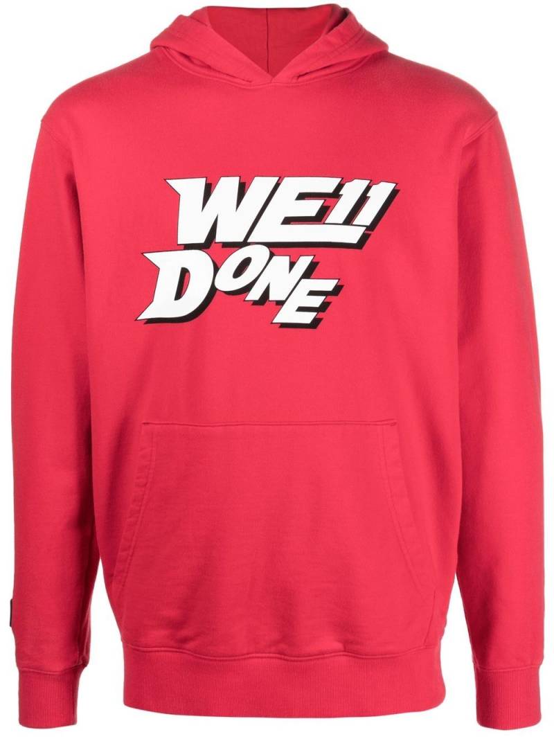 We11done logo-print cotton hoodie - Red von We11done
