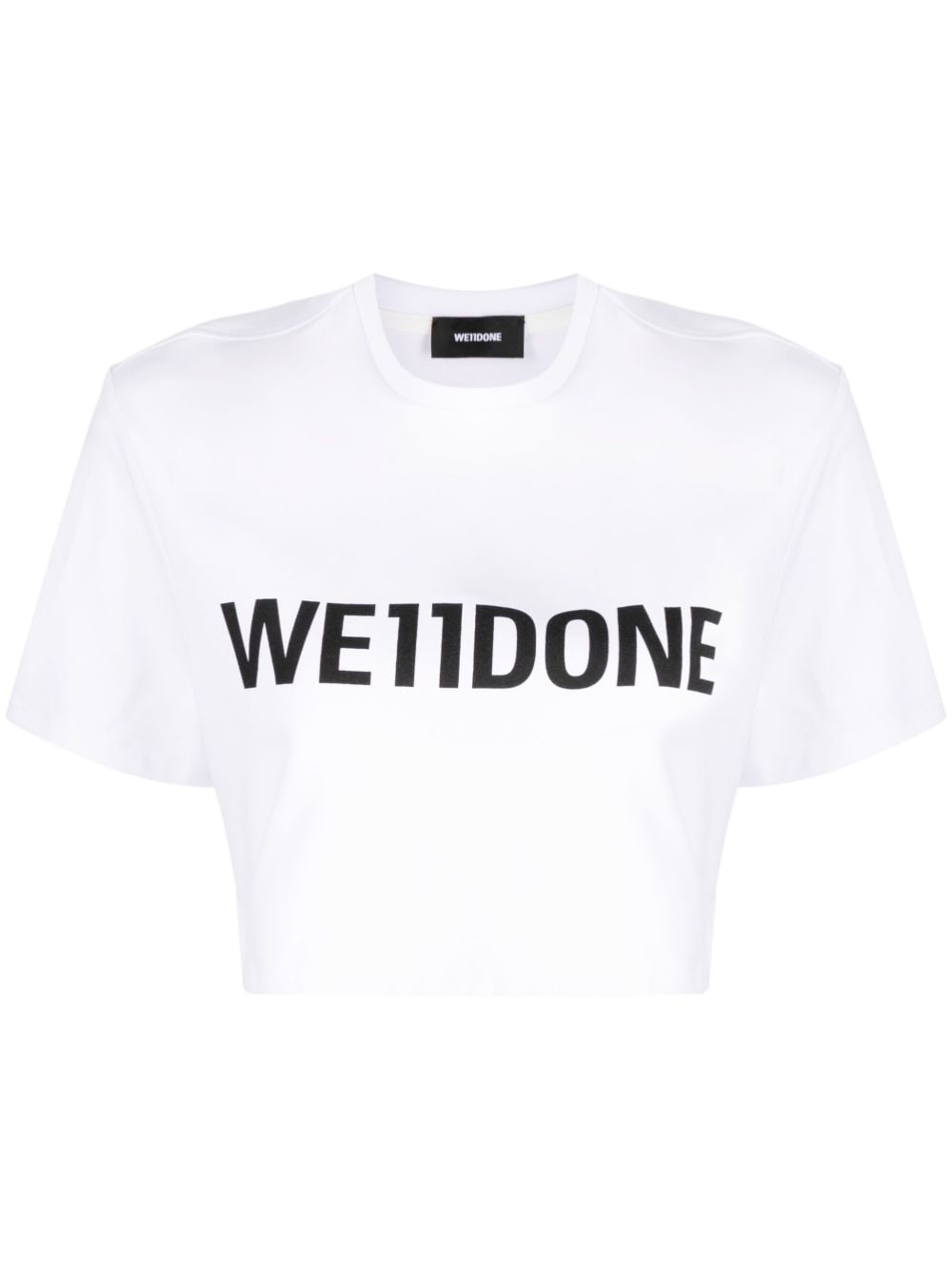 We11done logo-print jersey cropped T-shirt - White von We11done