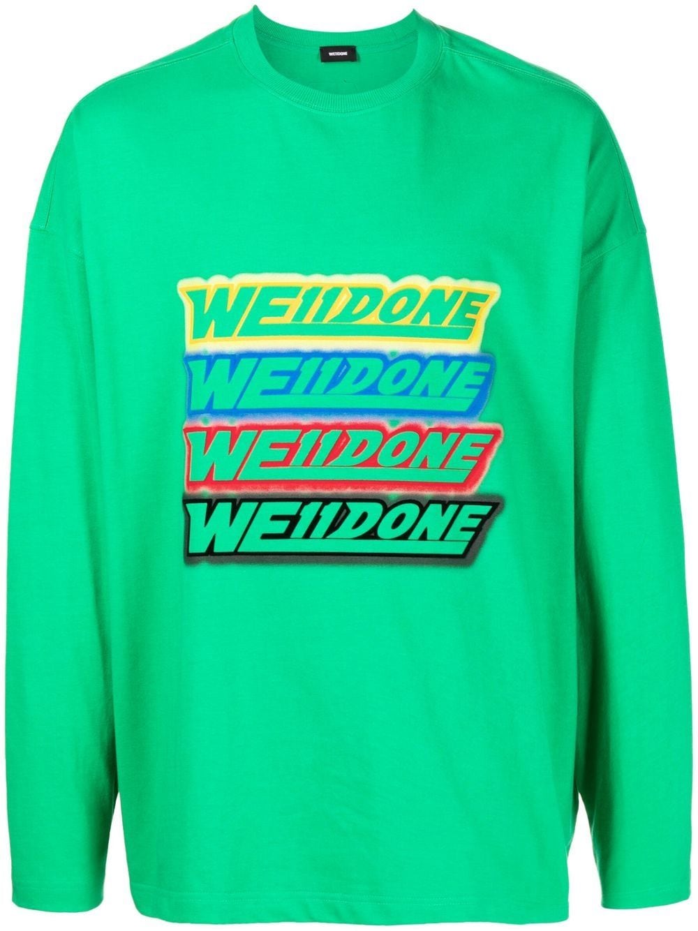 We11done logo-print long-sleeve T-shirt - Green von We11done