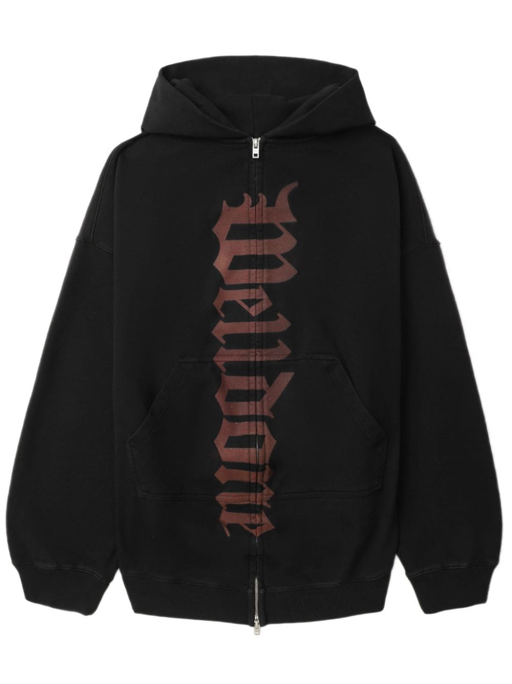 We11done logo-print zipped hoodie - Black von We11done