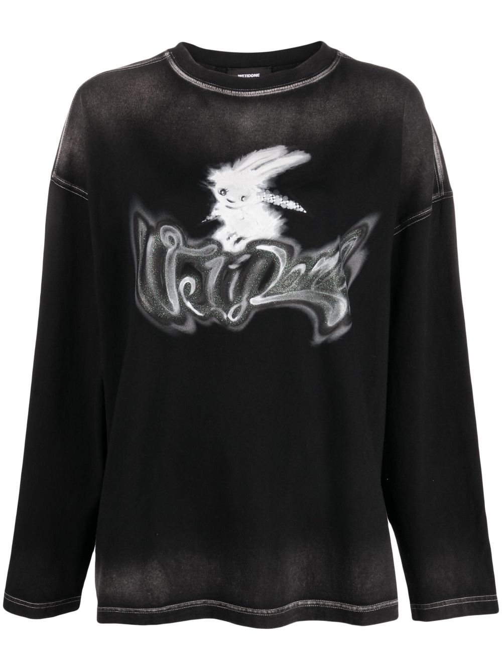 We11done rabbit-print faded sweatshirt - Black von We11done