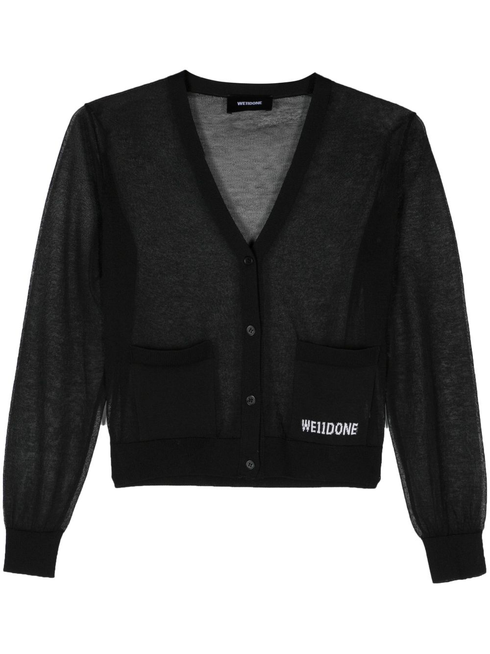 We11done sheer knitted cardigan - Black von We11done