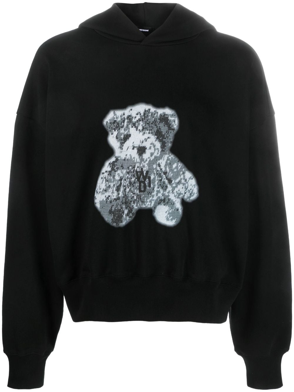 We11done teddy bear-print cotton hoodie - Black von We11done