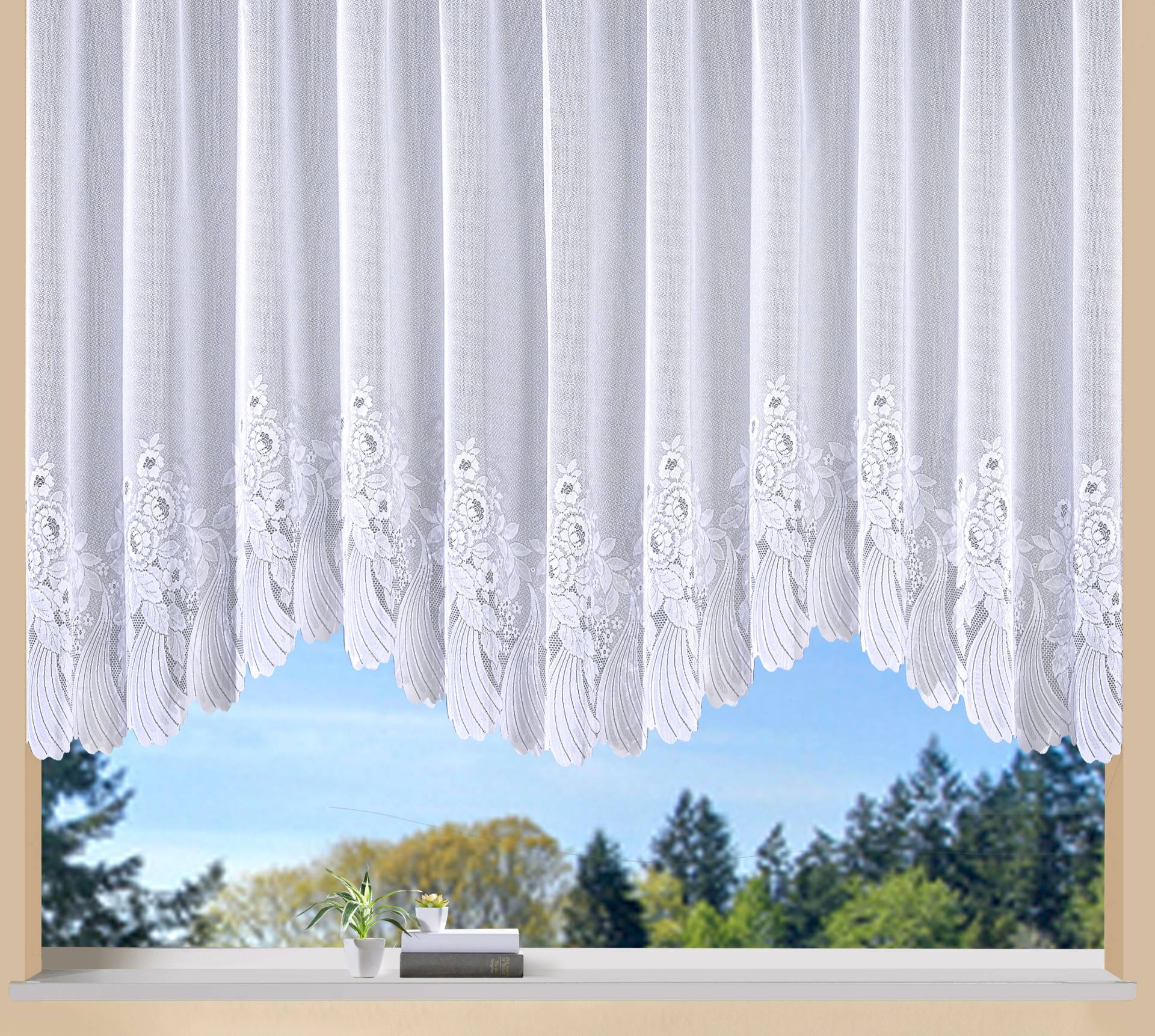 Weckbrodt Bogenstore »Savannah«, (1 St.), Jacquard, Bogenstore, halbtransparent, Bordüre, Kante, floral, Store von Weckbrodt
